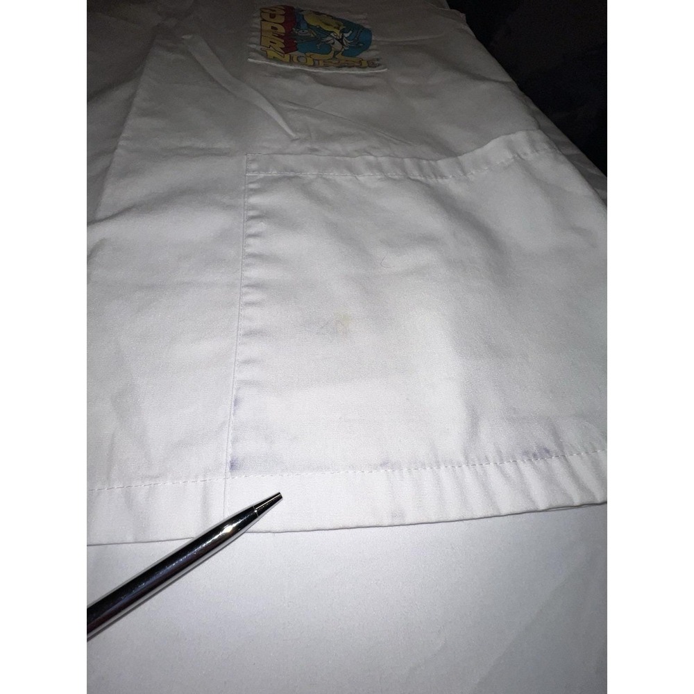 Vtg 90s Looney Tunes Tweety Bird Scrub Top Super Nurse White L/XLX - Picture 11 of 13